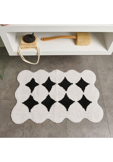 Evidea Soft Elegant Curves Tufting Banyo Paspası - Siyah - 60x90 Cm Siyah