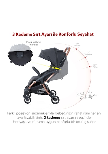 Huggy Easy Go Kabin Boy Otomatik Katlanır Bebek Arabası