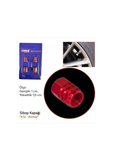 Sibop Kapağı 4 Lü Alüminyum Kırmızı Renk Araba Motosiklet