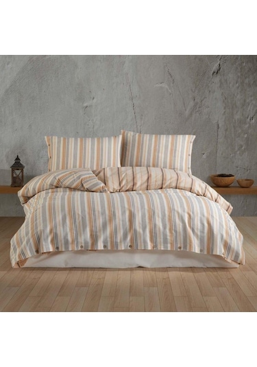 Clasy Butik Native Serisi Çift Kişilik Nevresim Takımı Velena V1 Somon