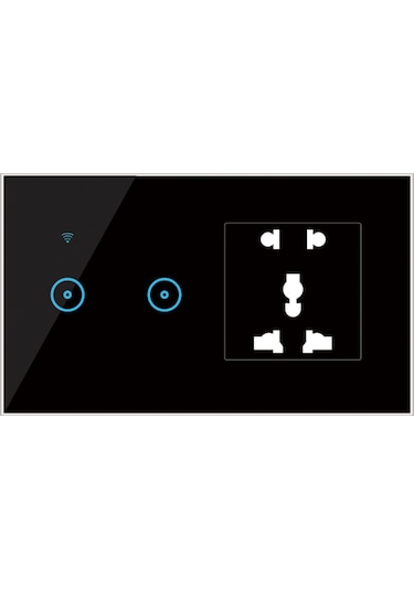 Qingmipy Akıllı Wi-fi Priz & Anahtar - Alexa/google Asistan Uyumlu, Dokunmatik Kontrol, 2'li Fonksiyon, Siyah