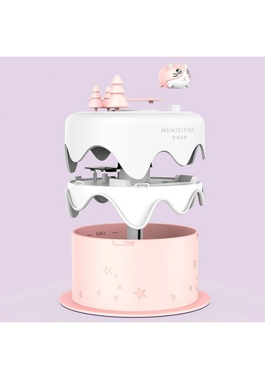 Agoodshop M328 Pil Tipi Mini Masaüstü Gece Lambası Karikatür Kek Sessiz Sprey Nemlendirici Yeşil