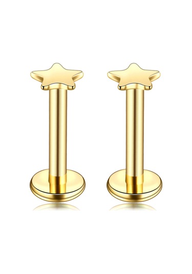 Vkemall 6 Çift Çelik Dudak Piercing Takımı - 1.2mm Çubuk Çapı, Zirkonlu Dekor, Vücut Piercingi İçin Gold