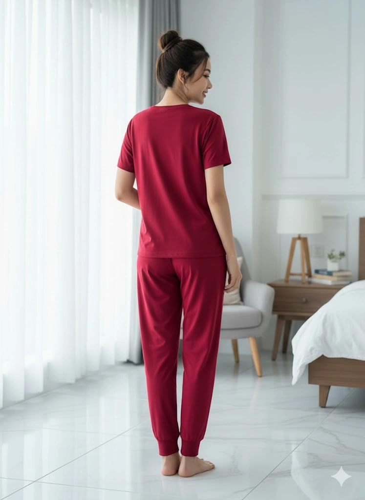 Kadın Bordo Yazlık Pijama Takım Bordo