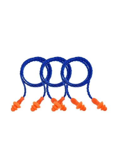 20 Çift Kablolu Kulak Tıkacı Gürültü Önleyici Yeniden Kullanılabilir Silikon Kulak Tıkacı Uyku İşitme Koruması Mavi