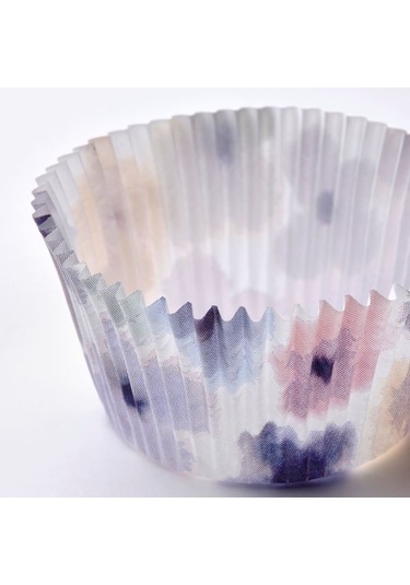 Muffin Kağıdı, Çiçek Desenli-çok Renkli, 65 Adet Açık Gri