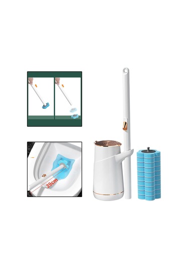 Suntek Magideal  Tek Kullanımlık Tuvalet Fırçası Klozet Dolum Başlığı Pot-10x-mavi-kafa