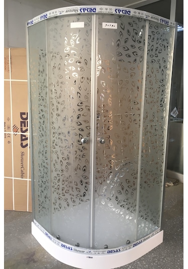 Desaş Shower Duşakabin Yüksek Kalite Lux Oval 90 X 90 Teknesiz Gri
