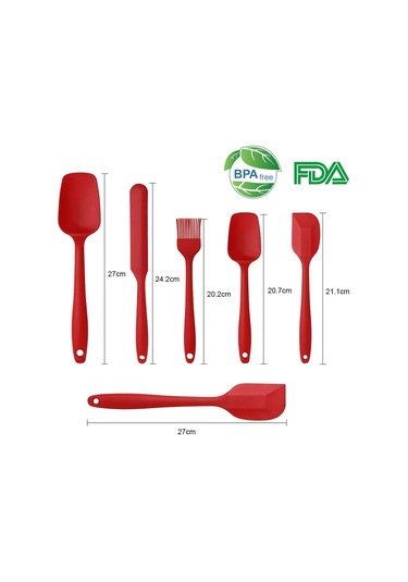 Silikon Spatula Ve Kaşık Seti, 6 Parça Silikon Mutfak Gereçleri Kırmızı Kırmızı Diğer