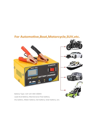 Araba Akü Şarj Cihazı Akıllı Akü Şarj Cihazı 12v 3ah-100ah Akü İçin Di Sarı