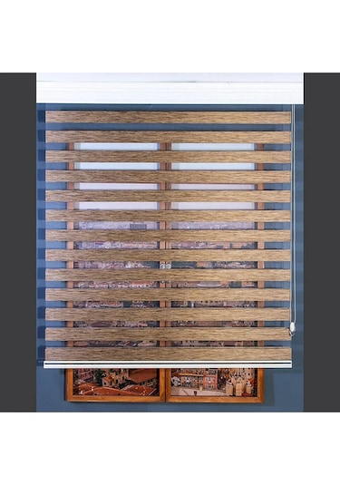 Kidmex Koyu Kahve Alüminyum Kasa Zebra Perde Eteksiz