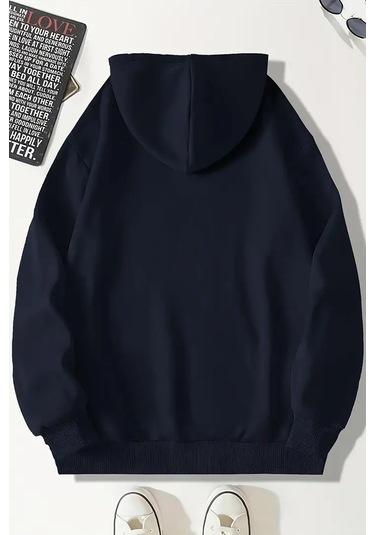 Duck Baskılı Oversize Sweatshirt Lacivert