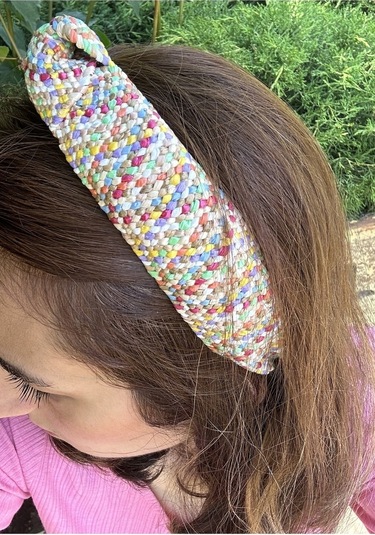 Bymerve Hasır Renkli Düğüm Model Saç Tacı Çok Renkli