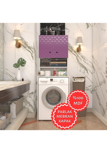 Kenzlife Membran Çamaşır Makinesi Dolabı Hayzum Llabyz Petek 180 66 55 Mebran Kapak Mdf Gövde Beyaz