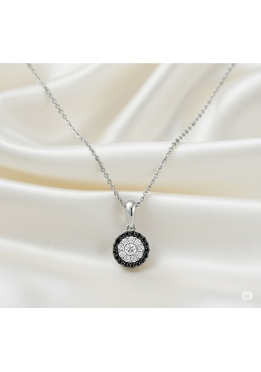 Ariş Siyah Ve Beyaz Pırlanta Kolye