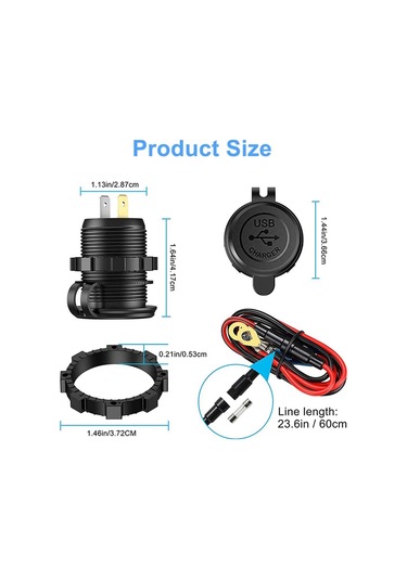 Mavi Araba Şarjı Çift Usb C Pd Bağlantı Noktaları Telefon Hızlı Qc3.0 Otomatik Adaptör Telefon 12v/24v Dokunmatik Anahtar İle Motosiklet Araba İçin