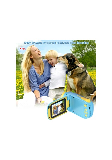 Ranyeek Mavi Çocuk Dv Kamerası - 1080p Full Hd, 2000w Piksel, 2.4" Ekran, 10 Özel Efekt, 32gb Destek, 1000mah Pil, Taşınabilir Oyun Desteği Mavi