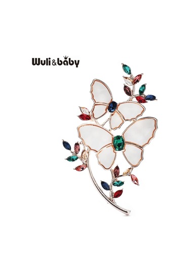 Wuli & Bebek Beyaz Kelebek Broş Kadınlar Için Unisex 3-color Güzel Kalmak White Beyaz