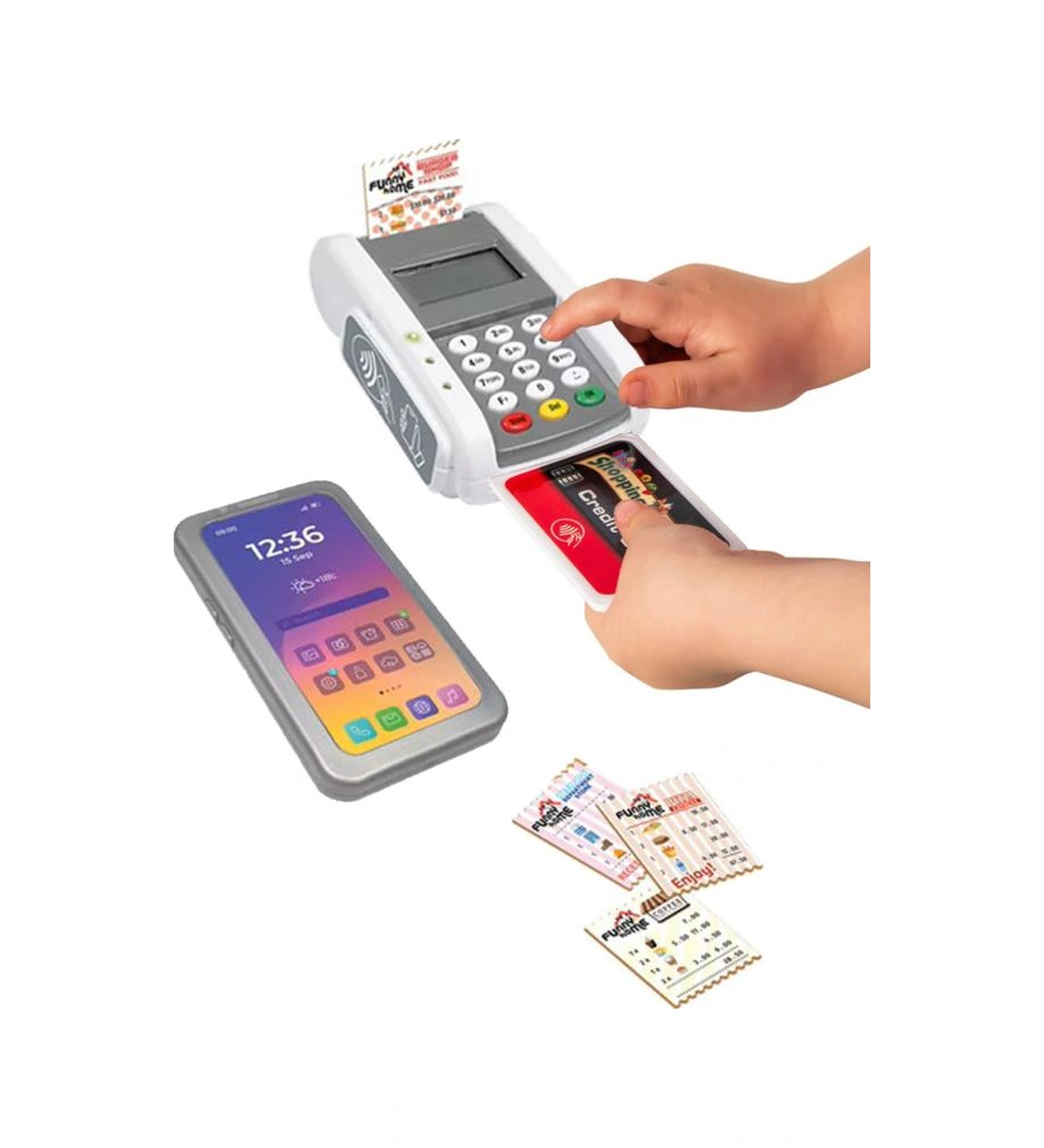 Pilli Işıklı Sesli Elektronik Oyuncak Pos Cihazı Seti Evcilik Market Oyuncağı