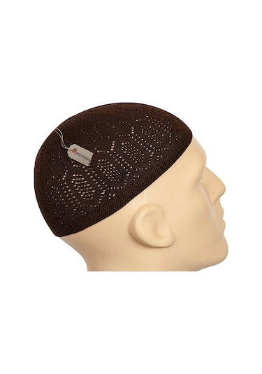 Mercan Namaz Takkesi, Makine Örgüsü Esnek Takke - 12 Adet Açık Gri