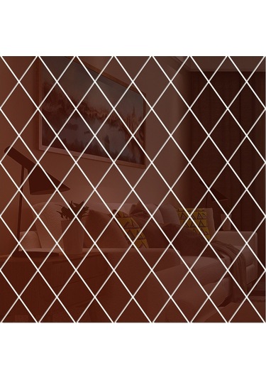 Sones Eşkenar Dörtgen Dikişli Arka Plan Akrilik Ayna Dekoratif Çıkartmalar, Özellikler: Kahverengi Büyük Diğer