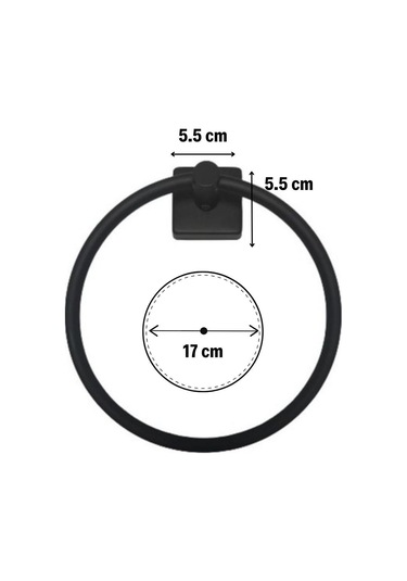 Kendiliğinden Yapışkanlı Siyah Paslanmaz Metal Yuvarlak Havluluk