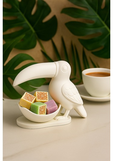 Oxyteez Kuş Figürlü Dekoratif Sunumluk Beyaz Renk Reçine Tasarım Ev Ve Ofis Dekorasyonu