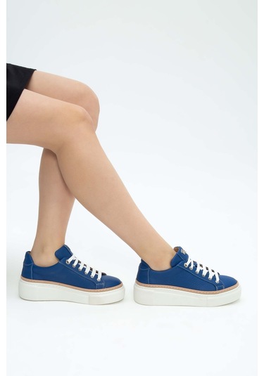 Tamer Tanca Kadın Hakiki Deri Saks Floter Sneakers & Spor Ayakkabı 937 5022-09 Bn Ayk Y23 Saks Floter Saks