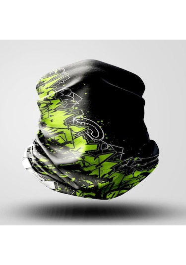 Green Motorcu Bandana Maske Outdoor Boyunluk Unisex Siyah