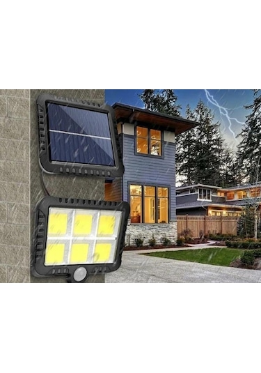 4 Adet 3 Modlu 120 Cob Led Solar Panel Güneş Enerjili Duvar Lamba