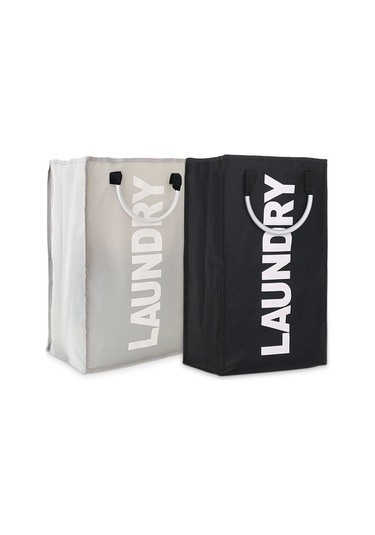 Cbtx Pratik Katlanabilir Çamaşır Torbası Kirli Giysileri Yıkama Çamaşır Sepeti Alaşım Saplı - Siyah Diğer