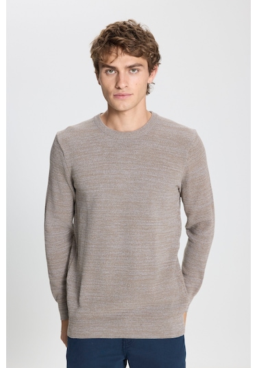 Erkek Bronz-lacı 2'li Paket Pamuklu Standart Fit Normal Kesim Bisiklet Yaka Triko Kazak Bronz-lacı