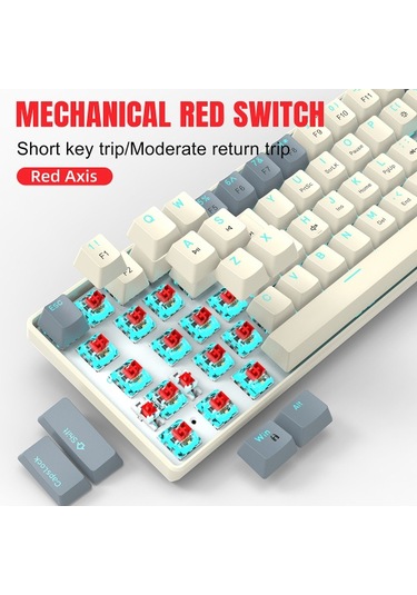 Kırmızı Anahtarlı Mekanik Klavye 61 Tuşlu Buz Mavisi Led Usb 2.0 Arm Core Tak Ve Çalıştır Oyun Ve Ofis İçin Kablolu Bilgisayar Klavyesi Ergonomik