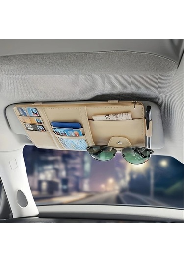 Topnotch Kırmızı Araç Güneşlik Kartlığı, Kimlik Ve Fişler İçin Pratik Çok Bölmeli Dosya Çantası