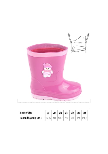 Gezer Kız Çocuk Kışlık İçinde Çıkarılabilir Ek Çoraplı Su Geçirmez Yağmur Bot Çizme Gc2kfm.00682.01.r91.g66 Fuşya