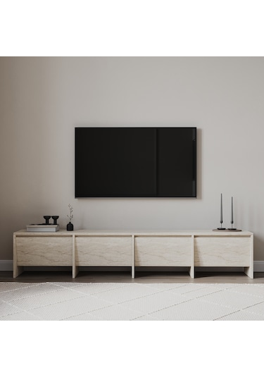 Laris 180 cm Tv Ünitesi – 4 Kapaklı, Traverten Desenli