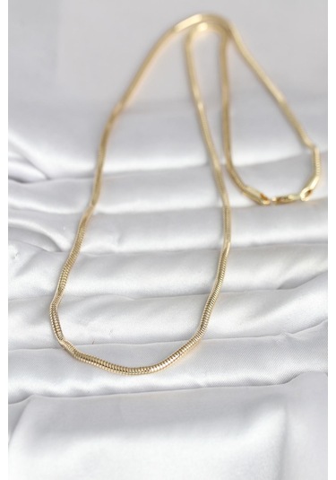 Cm 14k Gold Renk Yılan Zincir Model 60 Cm Kadın Kolye Çok Renkli