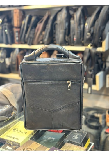 Trg Polo Siyah Deri Sert Saplı El Çantası Siyah