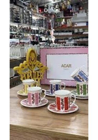 Acar Porselen Maddox 6 Kişilik Kahve Fincanı 90 Ml Çok Renkli