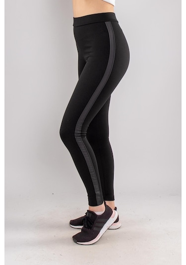 Reva Yanı Şerit Mat Deri Şardonlu Çelik Tayt Iç Göstermez Siyah