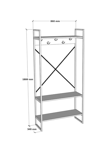 Echo Vestiyer Askılık Portmanto Ayakkabılık Çok Amaçlı Vestiyer Beyaz