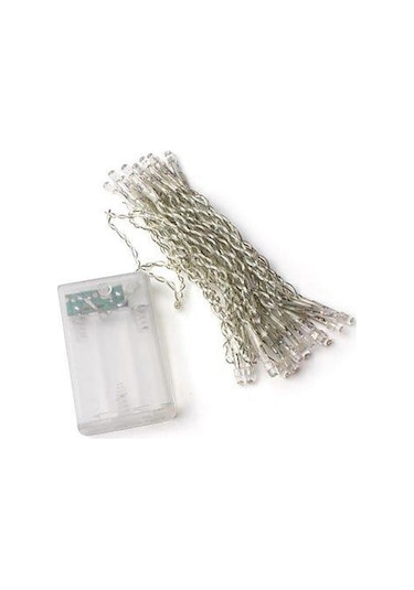 CajuArt Dekoratif 5 Metre Günışığı Sarı Renk Pilli Şeffaf İp Led Lamba