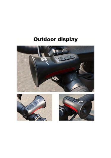 Cordial Kontrol Hattına Sahip Siyah Hoparlör Klasik Stil 5 Ses Modu Bisiklet Kornosu 120db Yüksek Ses Usb Şarj 6 Işık Modu Yan Uyarı Işığı Dağ Ve Yol Bisikleti Elektrik Kornosu Altın