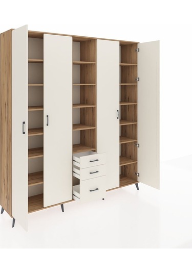 Hyperion Dolap 17 Raflı 3 Çekmeceli 4 Kapaklı 220x44x243 Çam-aytaşı/aytaşı Aytası/aytası