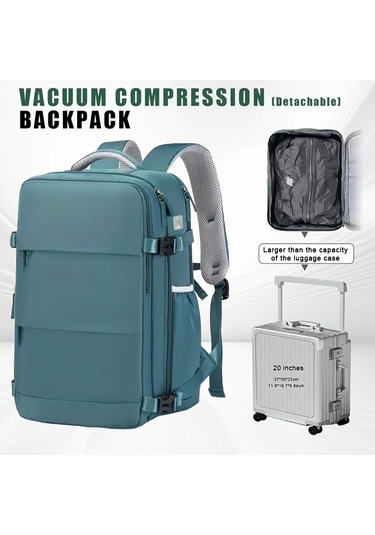 Dashanshop Kadınlar İçin Mavi Vakum Sırt Çantası Pompasız Seyahat Laptop Çantası Ayarlanabilir Askılı Altın