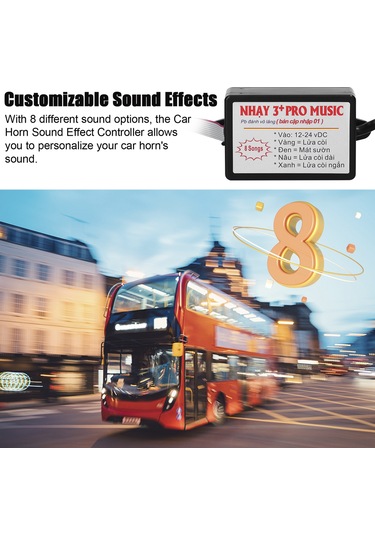 Dianziye Araba Klarnet Kontrol Cihazı - 8 Farklı Ses Efekti Seçimi, Ses Seviyesi Ayarlama, Kablolu Kumanda, 12-24v Uyumlu