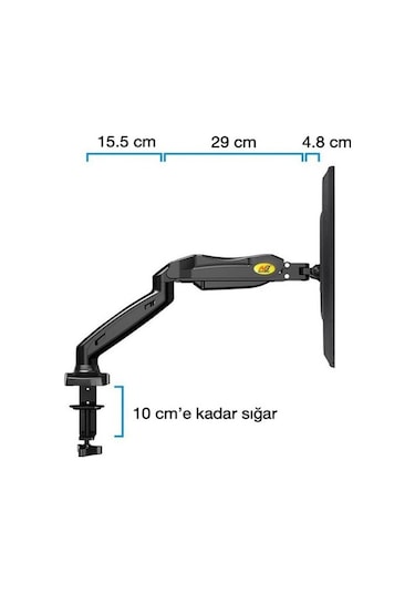 NB F80 Tek Kol Amortisörlü Monitör Tutucu 17-30" Masa  Monitör Tu