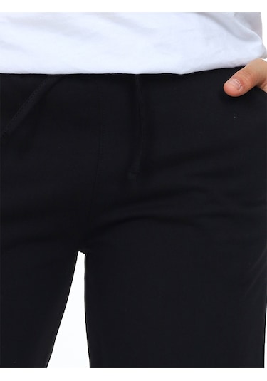 Denokids Unisex Kız Erkek Çocuk Siyah Basic Eşofman Altı Renkli Siyah