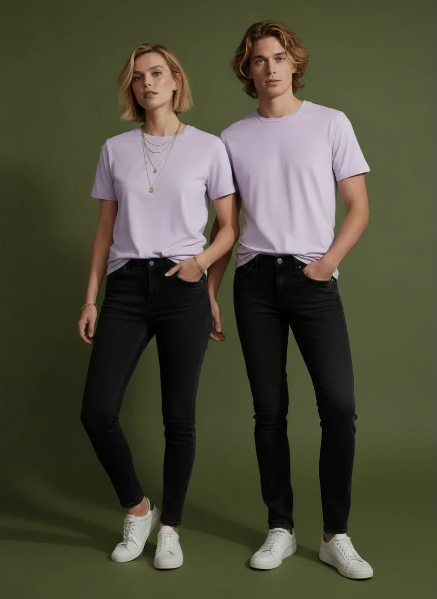 Uzcotton Lila Renkli Düz Tişört 26986165 Pembe