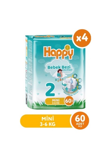 Happy Bebek Bezi Mini 2 No 60 Lı X 4 Adet PKT.HAPPY.078 2 Numara 4'lü